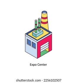 Icono de contorno relleno isométrico del centro de exposiciones para sus proyectos digitales o de impresión. ilustración de stock