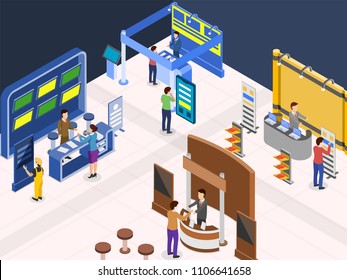 Expo Concepts with Executives/Reprenstatives Explaining to Visitors. Muultiple Stands.