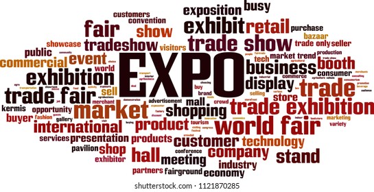 EXPO word cloud concept. Vector illustration