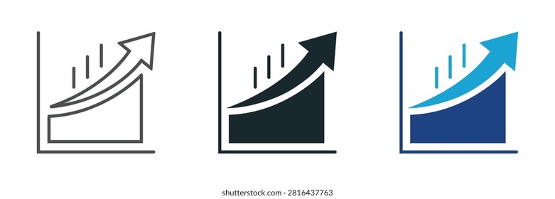 Exponential growth chart icon, Market trend analysis symbol, Business revenue increase vector