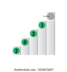 Exponential growth or compound interest, investment, wealth or earning rising up graph, business sales or profit increase concept,target with 2023