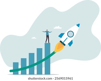 Exponential growth or compound interest, investment, wealth or earning rising up graph, business sales or profit increase.business concept.flat character.