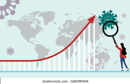 Exponential Growth. Rapid Spread And Epidemic Disease To A Large Number Of People In A Short Period Of Time. The Number Of Cases Increases Exponentially. Concept For Coronavirus (COVID-19) Outbreak