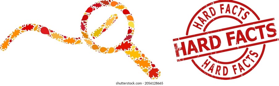 Expore Wave Chart mosaic icon designed for fall season, and Hard Facts scratched stamp imitation. Vector expore wave chart mosaic is made from scattered autumn maple and oak leaves.