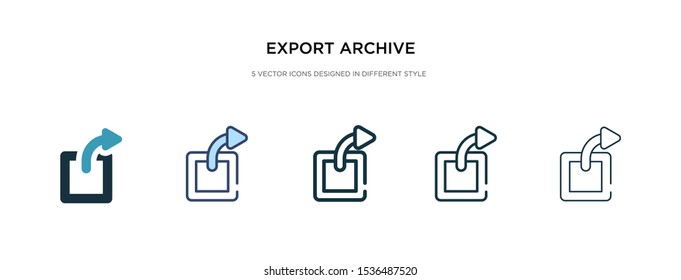 export archive icon in different style vector illustration. two colored and black export archive vector icons designed in filled, outline, line and stroke style can be used for web, mobile, ui