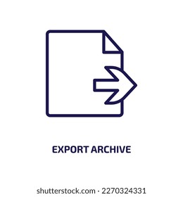 export archive icon from user interface collection. Thin linear export archive, arrow, export outline icon isolated on white background. Line vector export archive sign, symbol for web and mobile