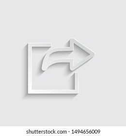 export arrow, forward icon, share or exit icon.  paper icon  with shadow 