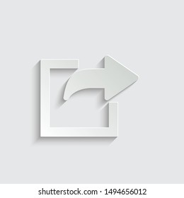 export arrow, forward icon, share or exit icon.  paper icon  with shadow 