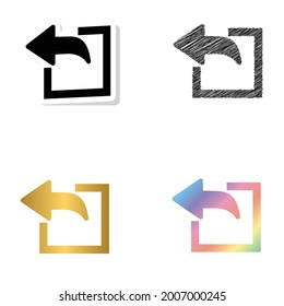 export arrow, forward icon, share or exit  icon black, golden and color  vector set