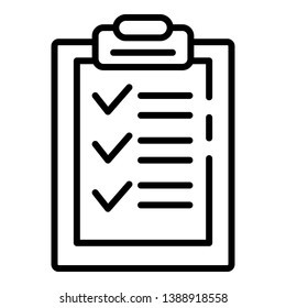 Export check sheet icon. Outline export check sheet vector icon for web design isolated on white background