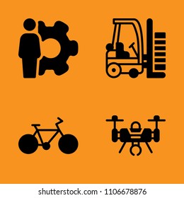 export, cog, moving and cogwheel icons set. Vector illustration for web and design