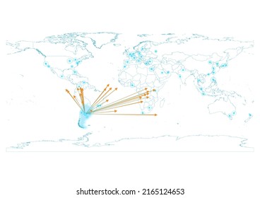 Export concept map for Argentina, vector Argentina map on white background suitable for export concepts. File is suitable for digital editing and large size prints.