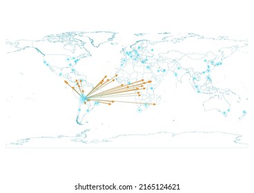 Export concept map for Bolivia, vector Bolivia map on white background suitable for export concepts. File is suitable for digital editing and large size prints.