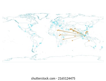 Export concept map for Brunei, vector Brunei map on white background suitable for export concepts. File is suitable for digital editing and large size prints.