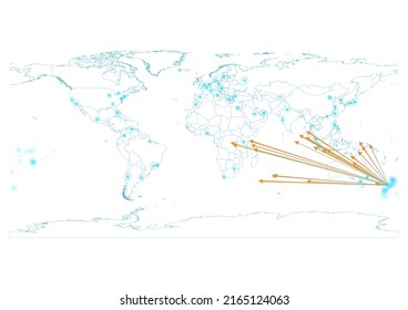 Export Concept Map für Neuseeland, Vektorgrafik Neuseelands auf weißem Hintergrund, geeignet für Exportkonzepte. Die Datei eignet sich für digitale Bearbeitung und großformatige Drucke.