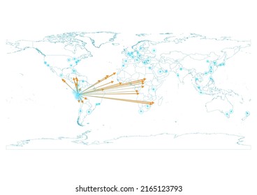 Export concept map for Peru, vector Peru map on white background suitable for export concepts. File is suitable for digital editing and large size prints.