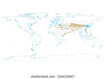 Export concept map for South Korea, vector South Korea map on white background suitable for export concepts. File is suitable for digital editing and large size prints.