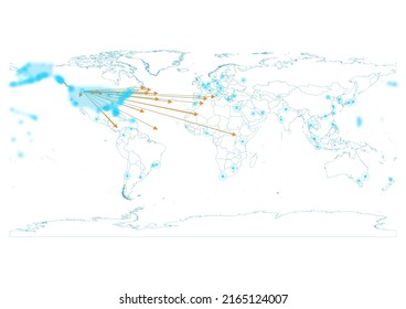 Export concept map for United States of America, vector United States of America map on white background suitable for export concepts. File is suitable for digital editing and large size prints.