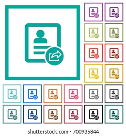 Export contact flat color icons with quadrant frames on white background