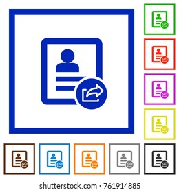 Export contact flat color icons in square frames on white background