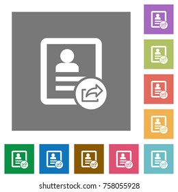 Export contact flat icons on simple color square backgrounds