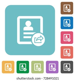 Export contact white flat icons on color rounded square backgrounds