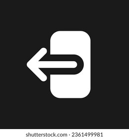 Export data dark mode glyph ui icon. Import files. Data backup. User interface design. White silhouette symbol on black space. Solid pictogram for web, mobile. Vector isolated illustration