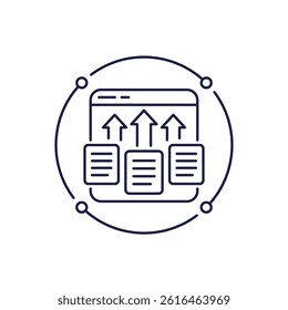 export data icon with documents in line design