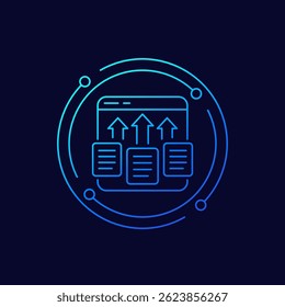 export data icon with documents, linear design