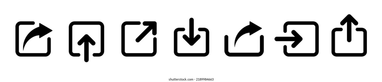 Export data icons vector set. Export document, file, information. Web button.