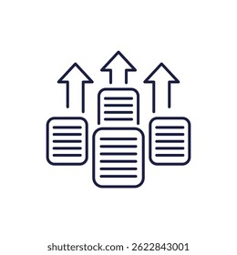 ícone exportar linha de dados com documentos