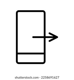 Exportar datos de la línea de iconos del teléfono aislados en fondo blanco. Icono delgado plano negro sobre el estilo de contorno moderno. Símbolo lineal y trazo editable. Ilustración vectorial de trazo simple y píxel perfecto