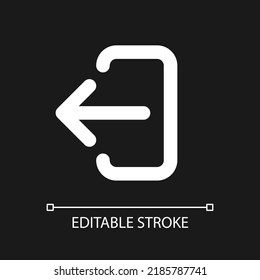 Export data pixel perfect white linear ui icon for dark theme. Import files. Data backup. Vector line pictogram. Isolated user interface symbol for night mode. Editable stroke. Arial font used