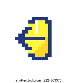 Export data pixelated RGB color ui icon. Importing files to library. Data backup. Simplistic filled 8bit graphic element. Retro style design for arcade, video game art. Editable vector isolated image