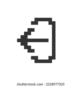 Export data pixelated ui icon. Importing files to library. Data backup. Unload, restore. Editable 8bit graphic element. Outline isolated vector user interface image for web, mobile app. Retro style