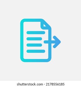 Export document icon in gradient style about text editor, use for website mobile app presentation