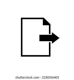 Export documents icon. Output document. Archives. Files. Text. Symbol For websites. Computer and mobile applications.