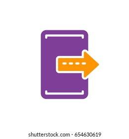 Export, exit colorful icon, vector flat sign. Symbol, logo illustration