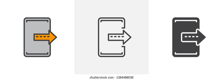 Export, exit icon. Line, glyph and filled outline colorful version, Logout, upload outline and filled vector sign. Symbol, logo illustration. Different style icons set. Vector graphics