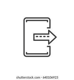 Export, exit line icon, outline vector sign, linear style pictogram isolated on white. Symbol, logo illustration. Editable stroke. Pixel perfect