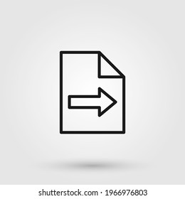 Export file icon. File document symbol. Line ui button for file export.