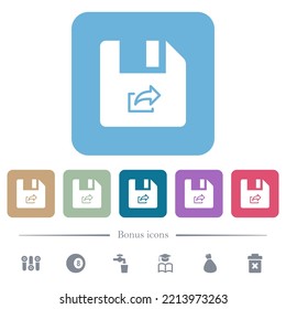 Export file white flat icons on color rounded square backgrounds. 6 bonus icons included