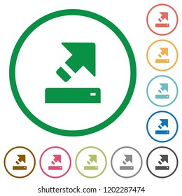 Export flat color icons in round outlines on white background