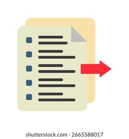 Icono de la mini ilustración del color plano de la exportación. Uso Para El Concepto Moderno, Impresión, Ui, Ux Kit, Web Y Desarrollo De App. Vector Relacionado Con La Oficina, La Educación, El Examen Y Más