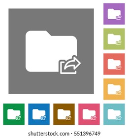 Export folder flat icons on simple color square backgrounds