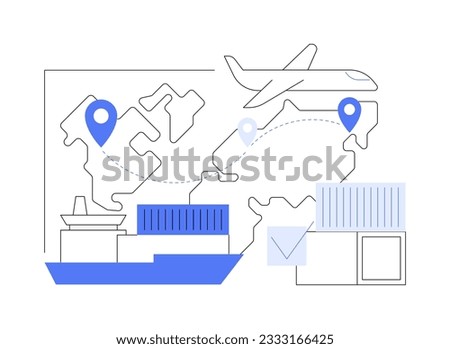 Export of goods abstract concept vector illustration. Export business industry, goods transportation by road, sea and air, foreign trade, international shipping services abstract metaphor.