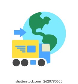Export Goods mini illustration flat color icon, use for trade wars, economy, business, finance, economic competition, UI, UX kit, app and web development, digital or print.