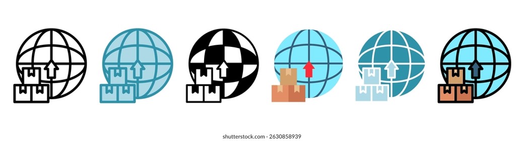 Export Goods multi style, mini illustration icon set. use for modern concept, print, UI, UX kit, web and app development. Vector related to sales, logistic and ecommerce