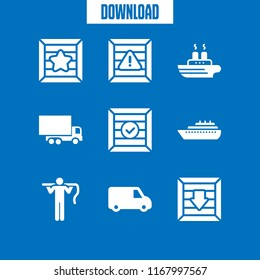 export icon. 9 export vector set. shipping, delivery van, carrier and ship icons for web and design about export theme