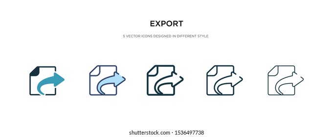 export icon in different style vector illustration. two colored and black export vector icons designed in filled, outline, line and stroke style can be used for web, mobile, ui